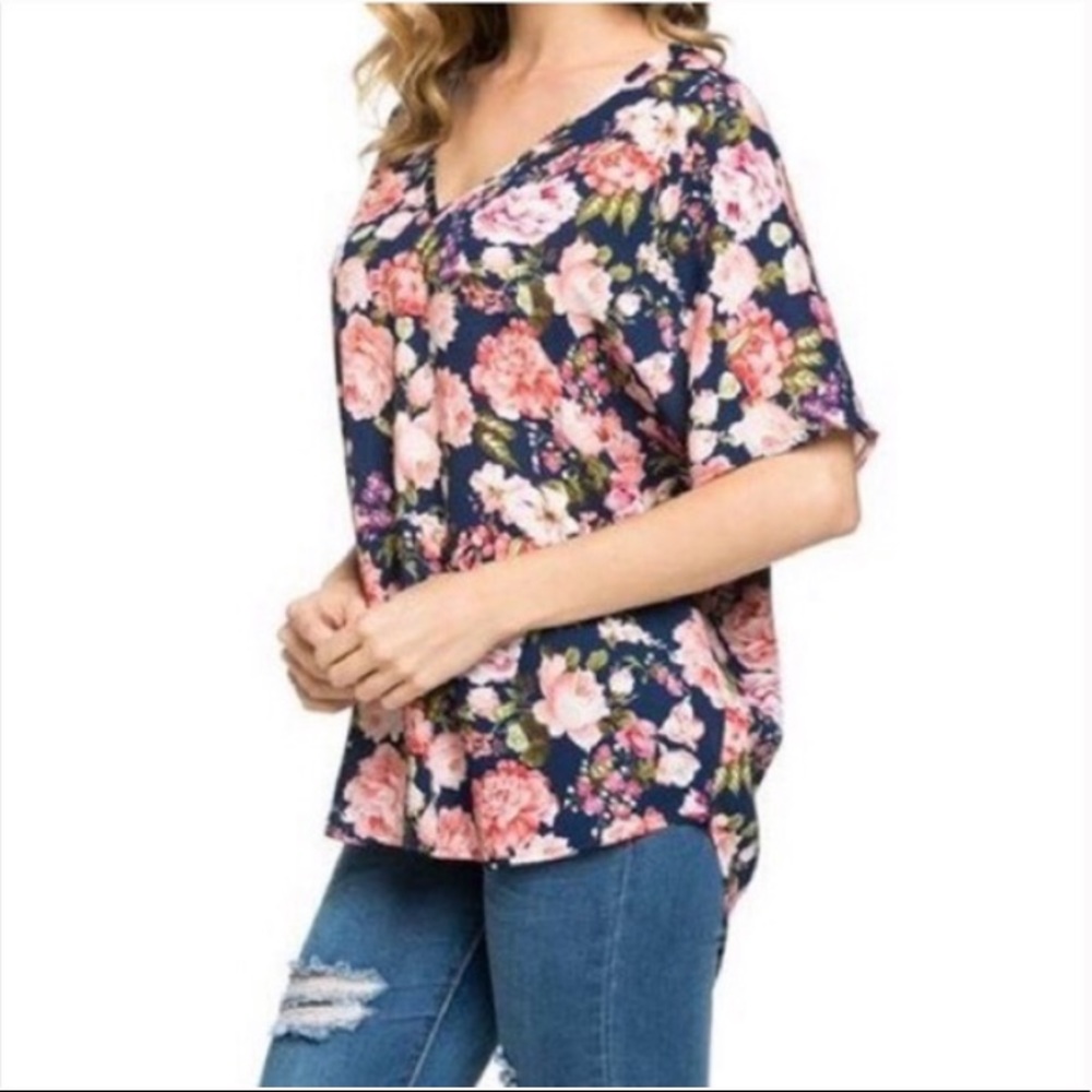Floral V Neck Top